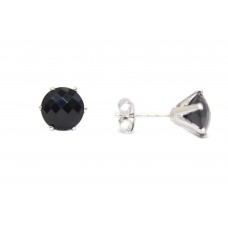 Handmade Stud Earrings 925 Sterling Silver Women's Black Onyx Gem Stones - K